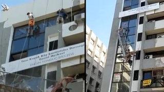 İskelenin halatı koptu, 2 işçi ölümden döndü