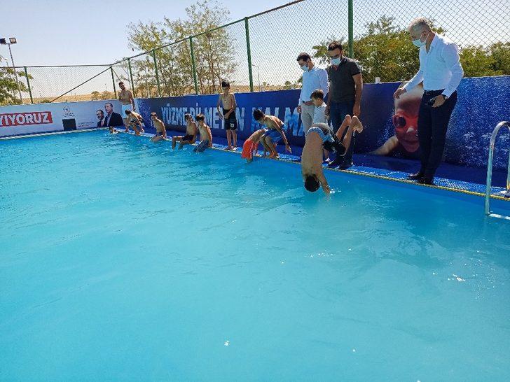 Dicle’de yapımı tamamlanan portatif yüzme havuzu hizmete girdi G3
