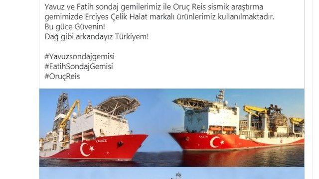 Yavuz, Fatih ve Oruç Reis gemilerinde Erciyes Çelik Halatları Kullanılıyor