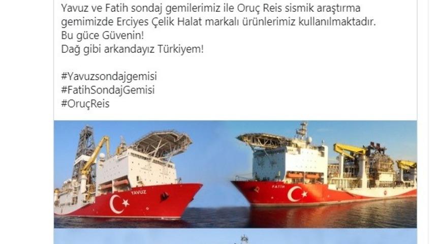 Yavuz, Fatih ve Oru&ccedil; Reis gemilerinde Erciyes &Ccedil;elik Halatları Kullanılıyor