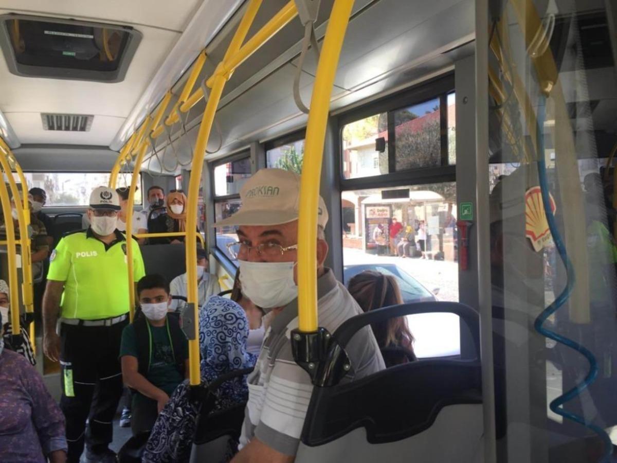 Salihli&rsquo;de toplu taşımada maske denetimi