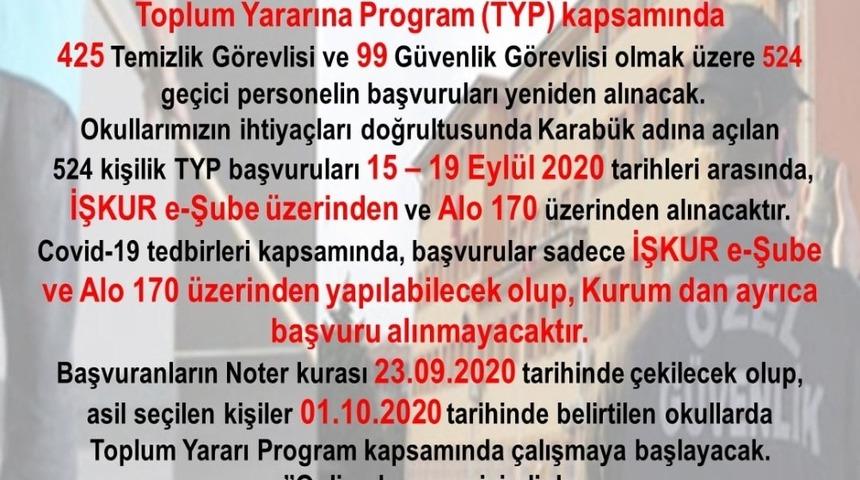 Karab&uuml;k&rsquo;te TYP başvuruları başladı