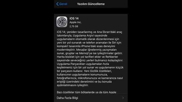 iOS 14 güncellemesi