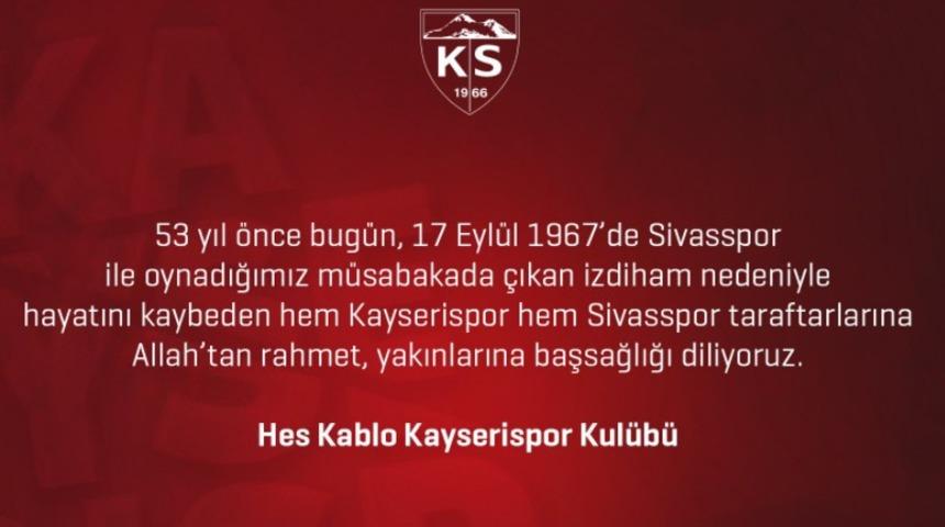 Kayserispor başsağlığı mesajı yayınladı