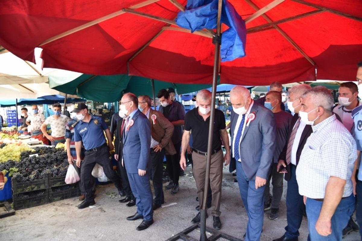 Pazar yerinde korona vir&uuml;s denetimi yapıldı