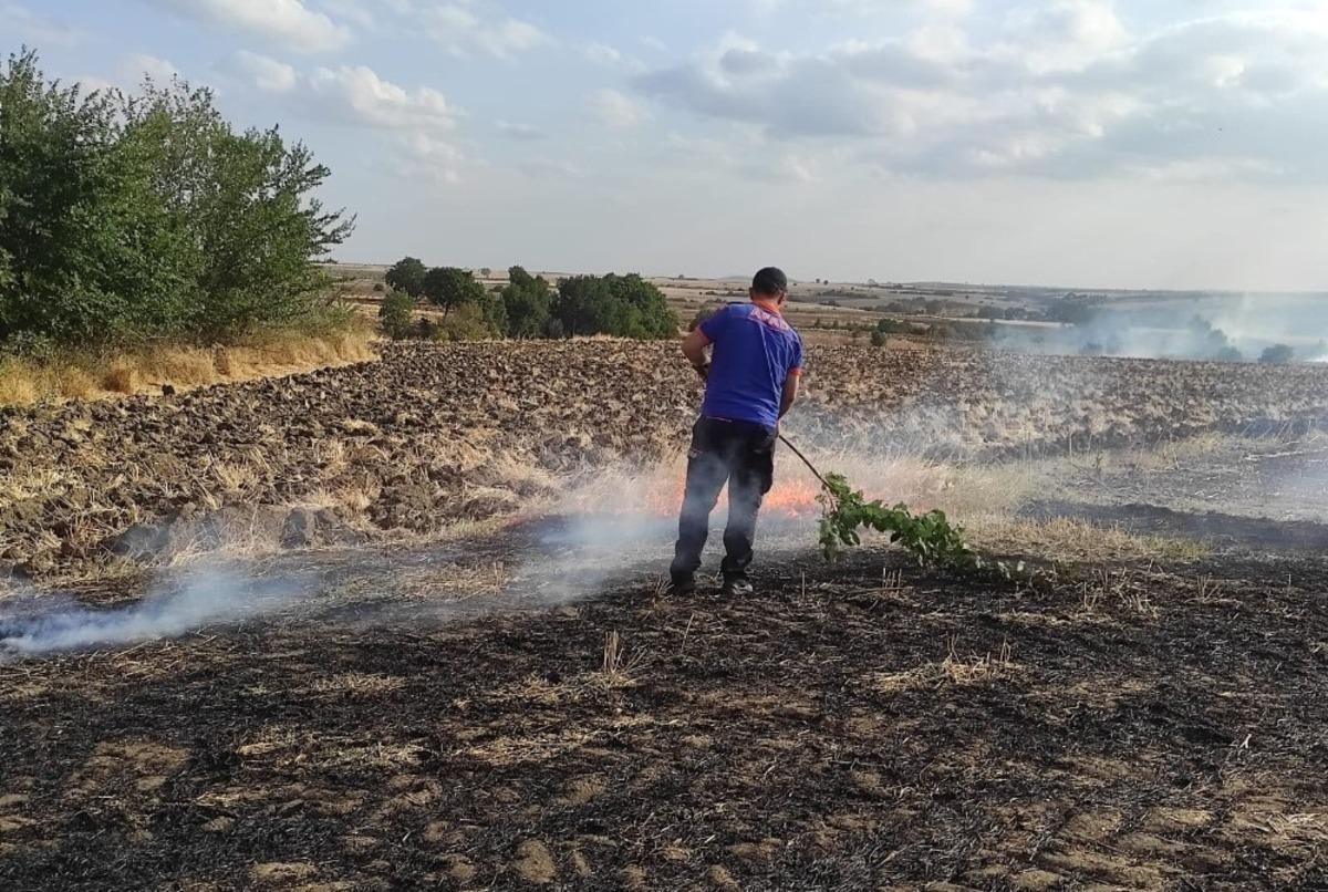 Anız yangını geniş alanı etkiledi, ekipler seferber oldu