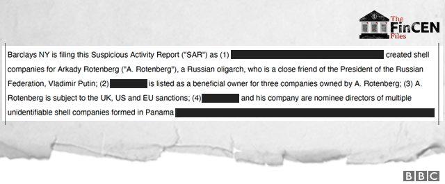 Extract from Barclays suspicious activity report into Arkady Rotenberg