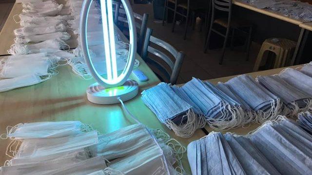 Maskeler ultraviyole ışınları ile sterilize ediliyor