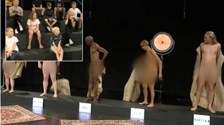 Danimarka'da yetişkinler &ccedil;ocukların &ouml;n&uuml;nde soyundu