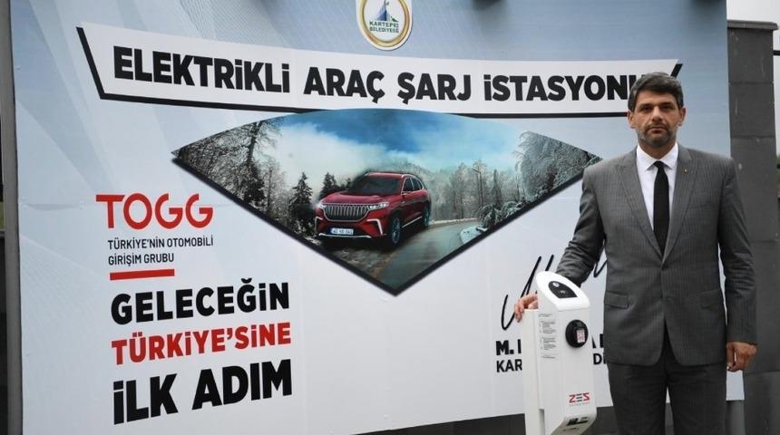 Kartepe’ye iki adet elektrikli araç şarj ünitesi yapıldı
