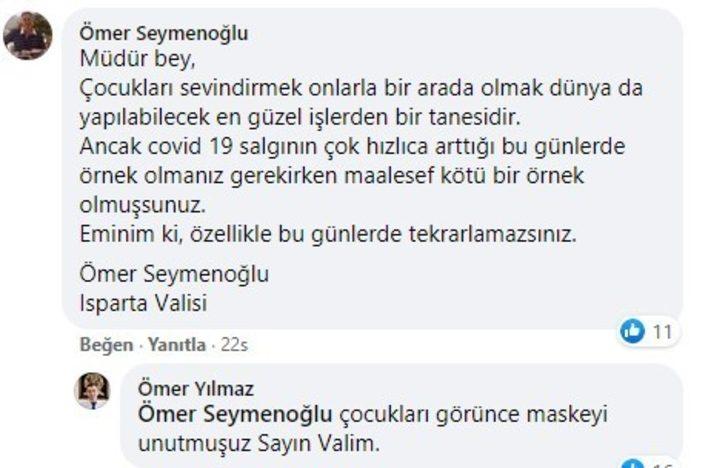 Isparta Valisi Seymenoğlu’ndan Milli Eğitim Müdürü Yılmaz’a maske ve sosyal mesafe uyarısı G3
