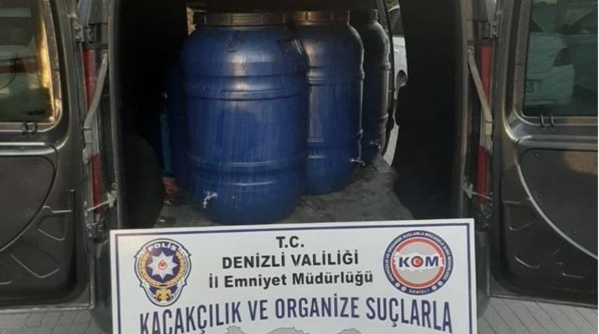 Denizli&rsquo;de 570 litre şarap ele ge&ccedil;irildi