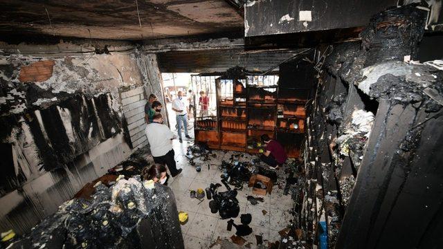 İş yeri yanan esnafa destek