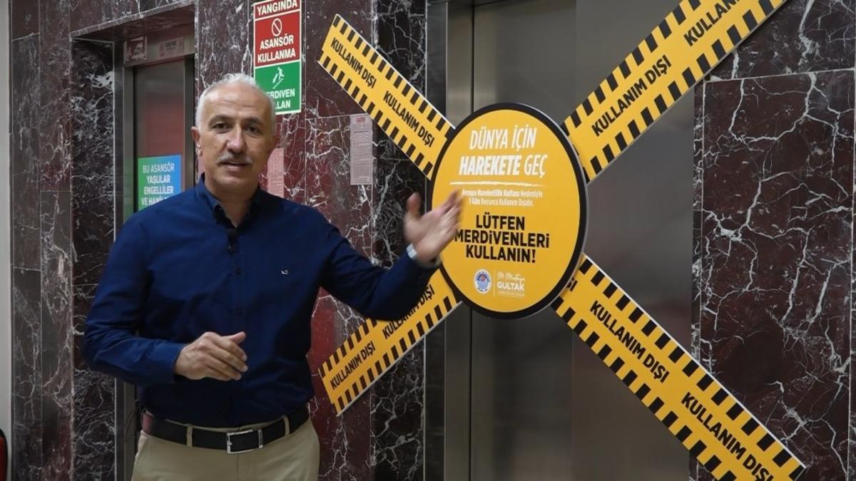 G&uuml;ltak, Hareketlilik Haftası kapsamında belediyeye y&uuml;r&uuml;yerek geldi