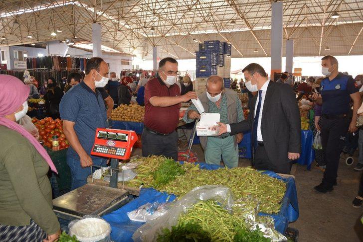 Korkuteli pazarında maske, mesafe, hijyen denetimi yapıldı G4