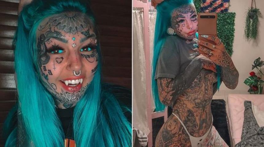 Dövme modeli Amber Luke yeni görünümüyle hayranlarını şaşırttı 