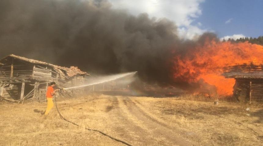 Kastamonu’da çıkan yangında 6 yayla evi küle döndü