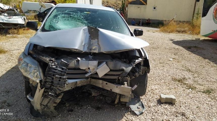 Uyuyan sürücü araç direğine çarparak durdu