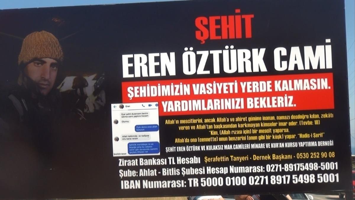Hayırsever iş adamı Peker, şehidin cami vasiyetine sahip &ccedil;ıktı