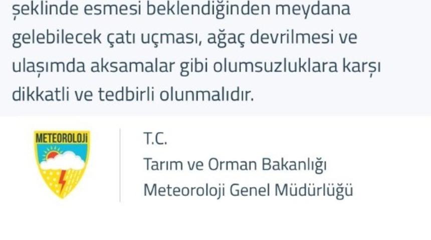 Meteoroloji Genel M&uuml;d&uuml;rl&uuml;ğ&uuml;nden Denizli i&ccedil;in &lsquo;Sarı&rsquo; uyarı