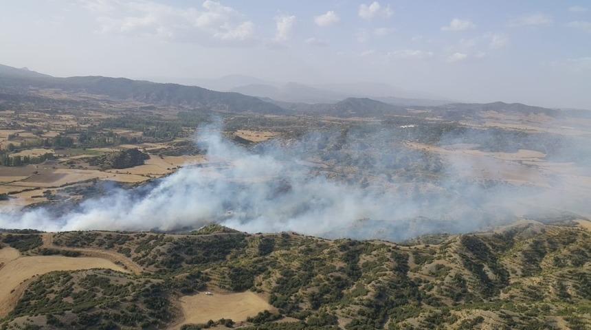 R&uuml;zgarın hakim olduğu ormanlık alanda yangın &ccedil;ıktı