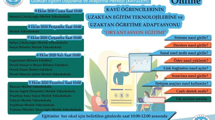 Kayseri &Uuml;niversitesi, &ouml;ğrencilerine Uzaktan Eğitime Uyum Oryantasyon Eğitimi verecek