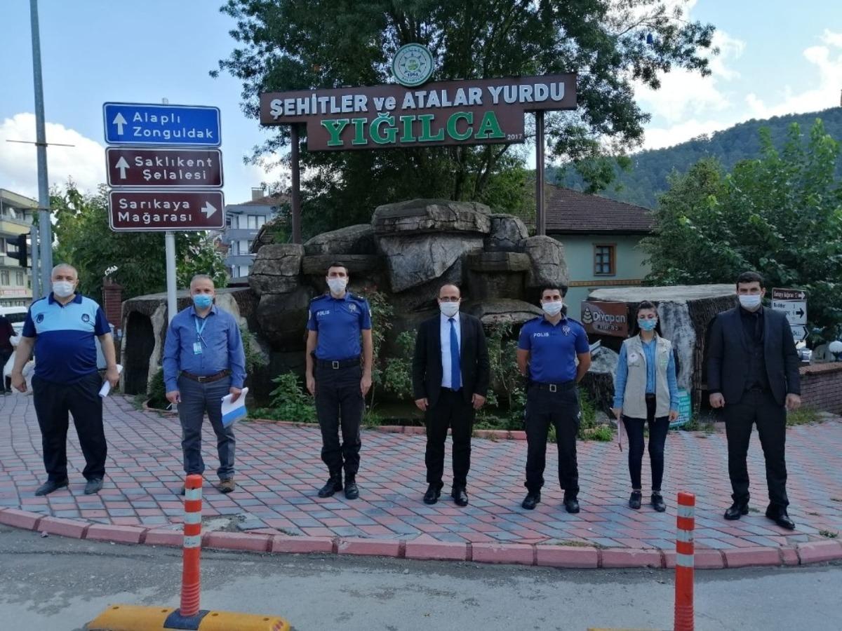 Yığılca&rsquo;da korona vir&uuml;s denetimleri s&uuml;r&uuml;yor