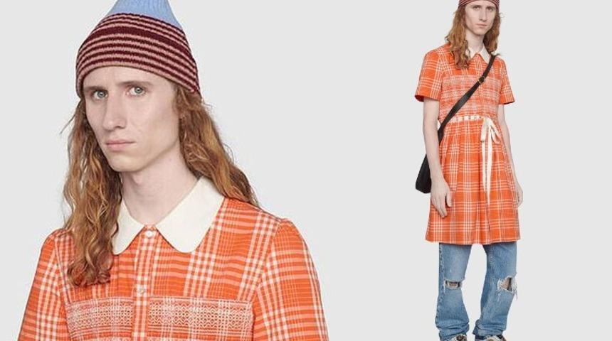 Gucci, erkeklerin tabularını yıkmaları için 1.700 sterlinlik ekose elbise tasarladı 