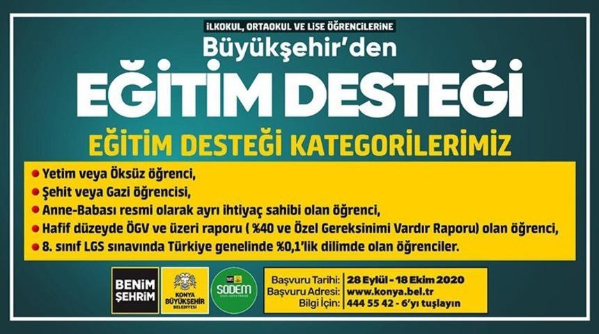 Konya B&uuml;y&uuml;kşehir&rsquo;den eğitim desteği