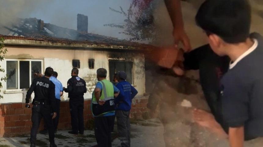Bursa'da ekipleri şoke eden olay! K&uuml;&ccedil;&uuml;k &ccedil;ocuğu alevlerin arasında ayaklarından zincirli halde buldular
