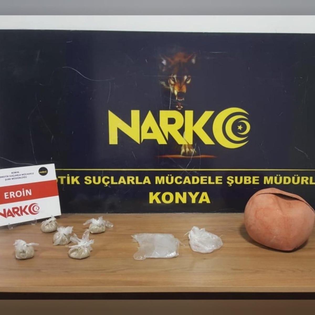 Konya&rsquo;da eroin ve esrar ele ge&ccedil;irildi