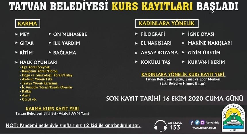 Tatvan Belediyesi tarafından 15 farklı kurs a&ccedil;ılıyor