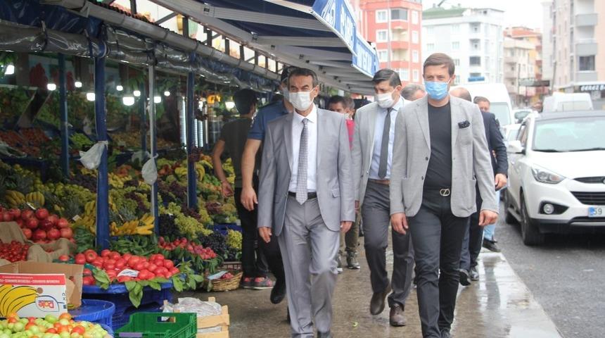 Çerkezköy’de yağmur altında maske denetimi