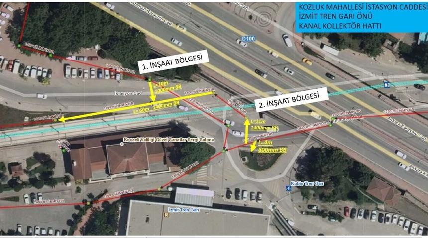 İzmit Tren Garı&rsquo;nda kanalizasyon bağlantı &ccedil;alışması