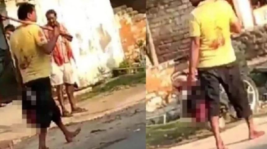 'Beni komşumla aldatıyor' deyip karısının kafasını kesti