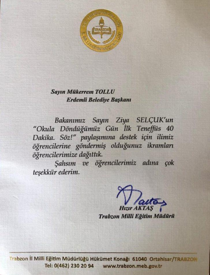 Başkan Tollu’ya teşekkür mektupları gelmeye devam ediyor G3