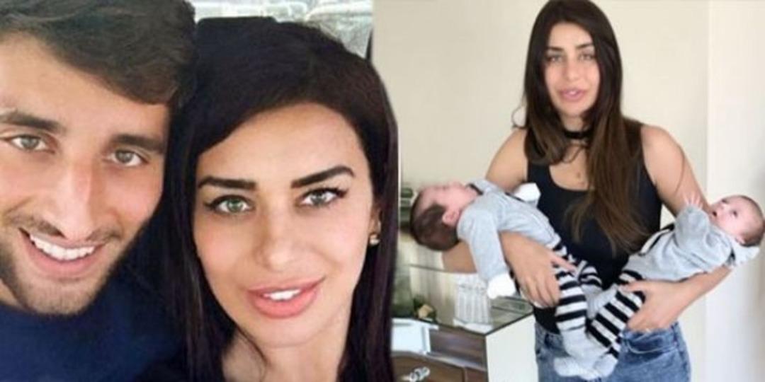 Ebru Şancı ikizleriyle poz verdi