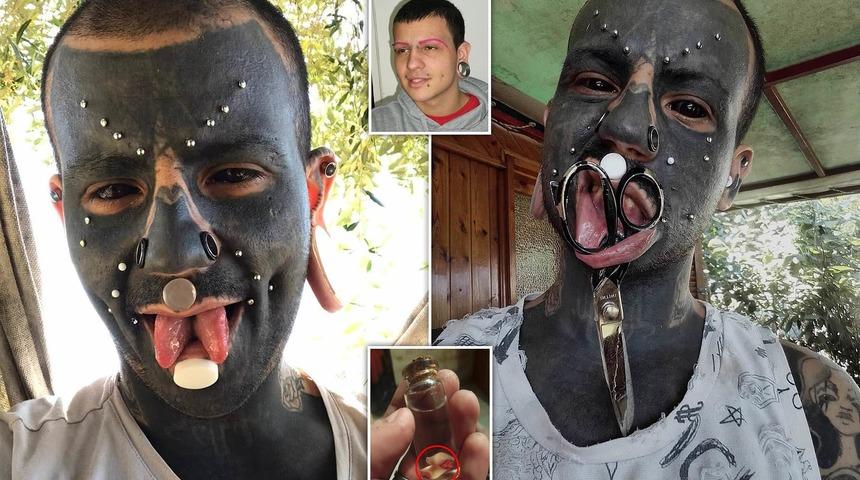 Annesi bile onu tanıyamıyor! Vücudunu siyaha boyatan mutant adam görenleri hayrete düşürüyor 