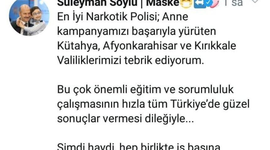 Bakan Soylu, K&uuml;tahya&rsquo;yı tebrik etti