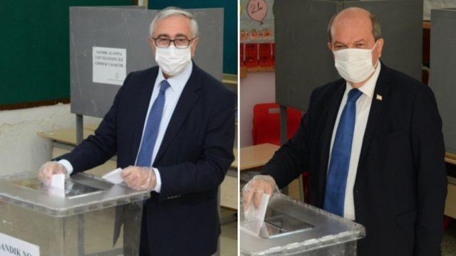 Akıncı ve Tatar ilk turda oylarını kullanırken