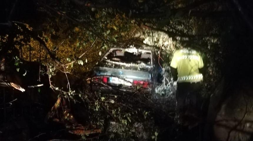 Şarampole devrilen otomobilin s&uuml;r&uuml;c&uuml;s&uuml; yaralandı