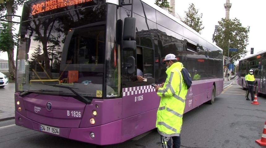 Dolmabah&ccedil;e&rsquo;de toplu taşıma ara&ccedil;larında korona vir&uuml;s denetimi