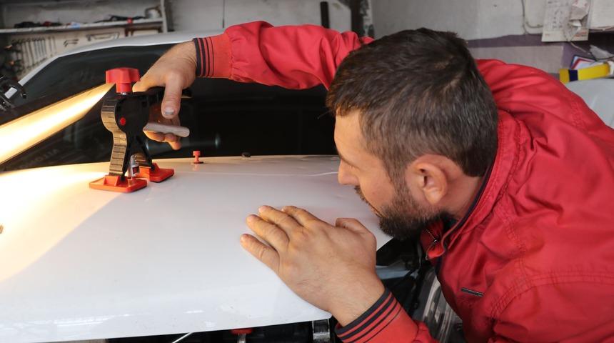 Doluda araçları zarar görenler tamircilere akın etti