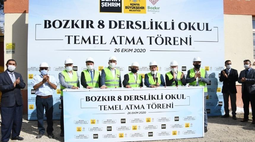 Bozkır&rsquo;da 8 derslikli okulun temeli atıldı