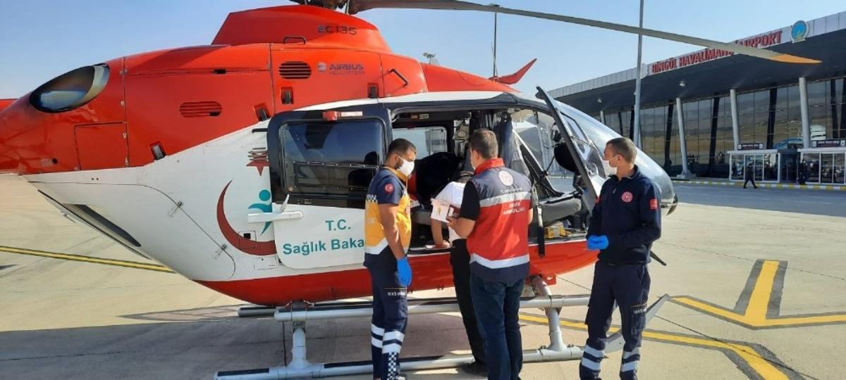 Hasta, ambulans helikopterle sevk edildi