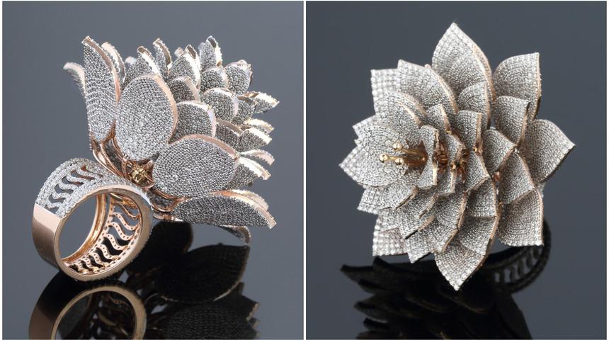 Üzerinde 7 bin 801 pırlanta bulunan yüzük rekorlar kitabına girdi