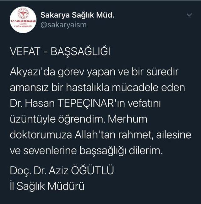 Sakarya’da doktor korona virüse yenik düştü