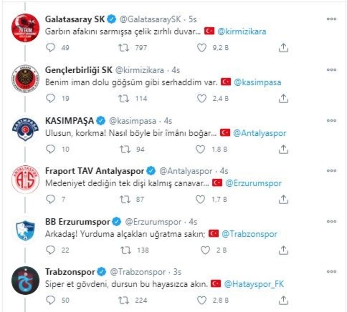 Futbol kul&uuml;plerinin başlattığı İstiklal Marşı paylaşımları b&uuml;y&uuml;k beğeni topluyor