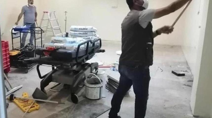 Söke Devlet Hastanesi’nde Kovid-19 alanı oluşturuluyor