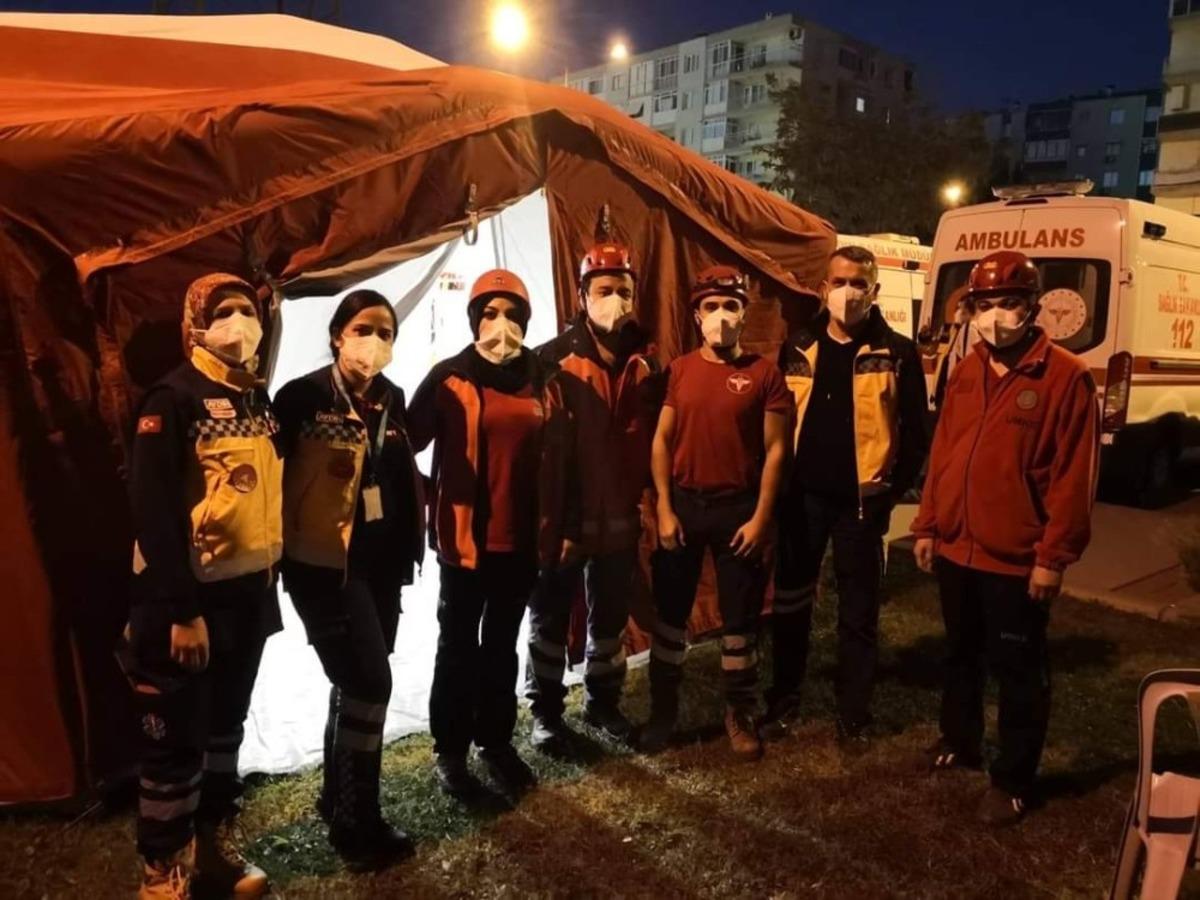 Aydın UMKE ekipleri deprem b&ouml;lgesindeki &ccedil;alışmalarına devam ediyor
